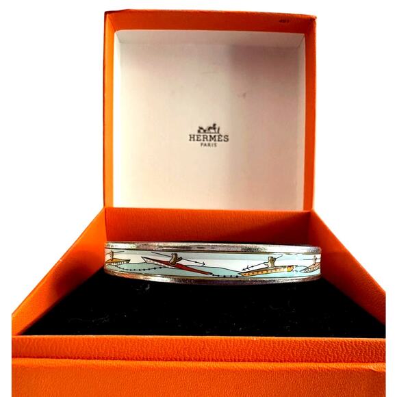 Hermès Jewelry - HERMES Enamel Printed Narrow Canoe Pattern Bracelet